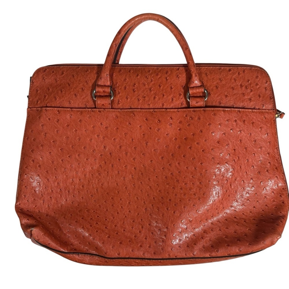 Bueno Orange Laptop Bag Faux Ostrich